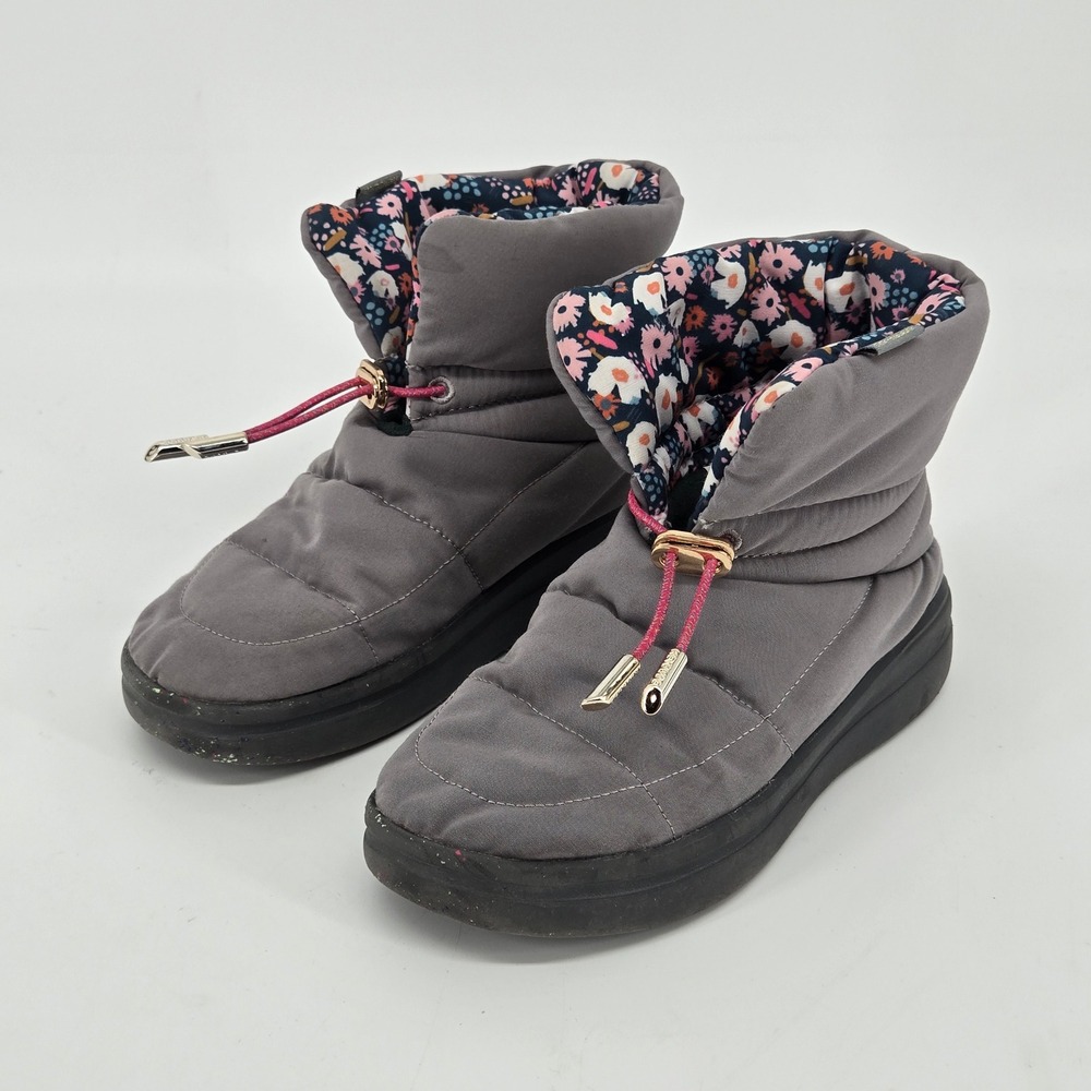 HEYDUDE Margot Youth Eco Glacier Grey‎ Floral Puffer Ankle Sneaker Boots 33 Y1